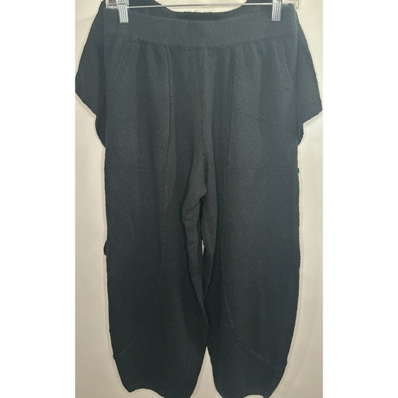 FP Beach V Neck Side Tie Sweater Knit Set‎ Black Small Coastal Casual Lounge NWT - Picture 2 of 4